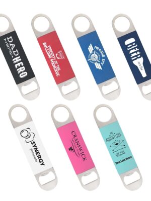Personalized silicone sleeve stainless steel bottle opener