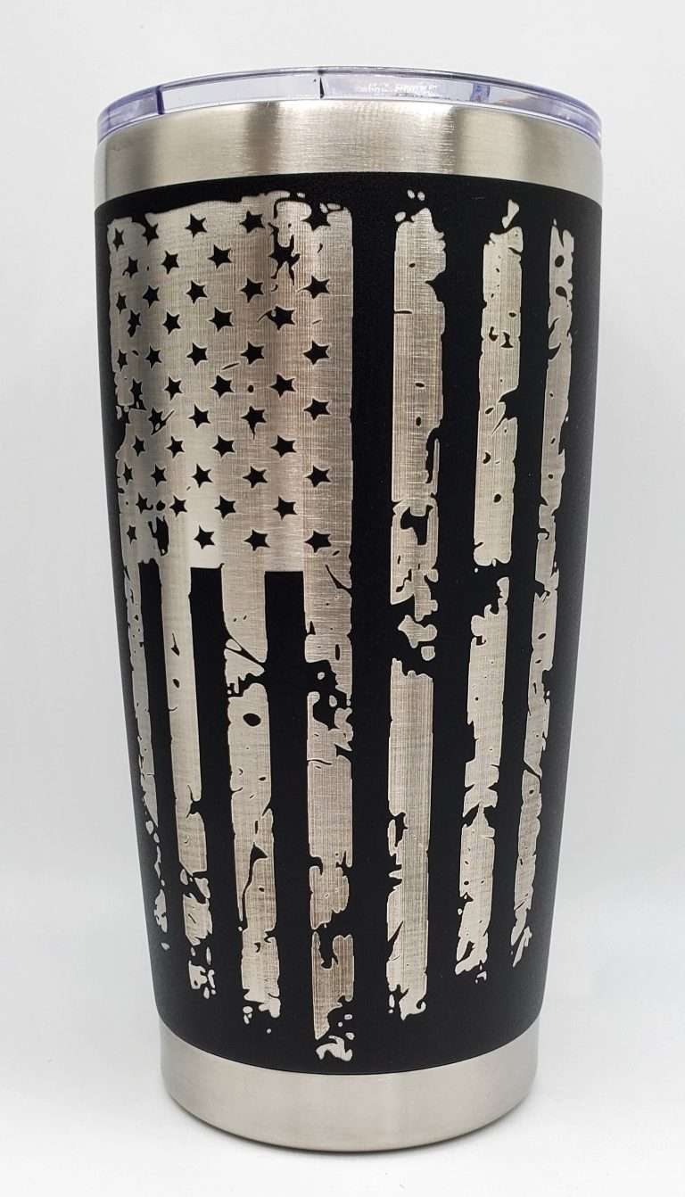 Personalized Laser Engraved Tumbler Cup American Flag Stainless Steel oz Coffee or Tea