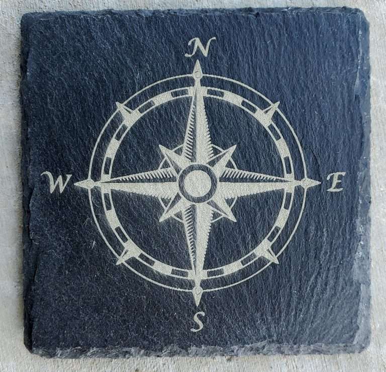 Custom Engraved Slate Coaster Compass