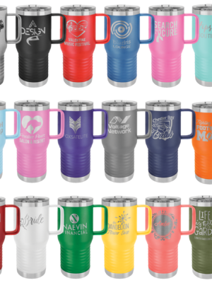 Personalized Custom Engraved 20oz Stainless Steel Travel Hiking Camping Mug Tumbler with handle