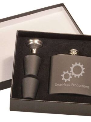 Personalized Flask Gift Set Matte black gift box