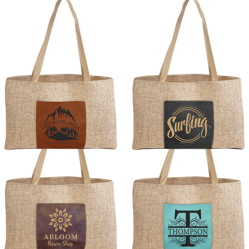 Personalized Burlap Tote Bag Slate Custom Designs