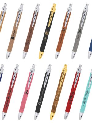 Personalized promotional items Business Logo Corporate Office supplies engraved leatherette ballpoint pen