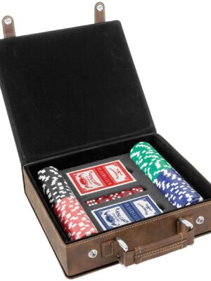 Personalized Leather Poker Set 100 chip