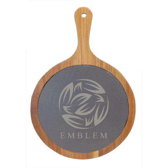 Personalized Kitchen Round Acacia wood Slate Cutting Serving Board