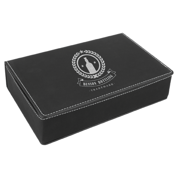 Personalized Custom Leatherette Flask Gift Box Set