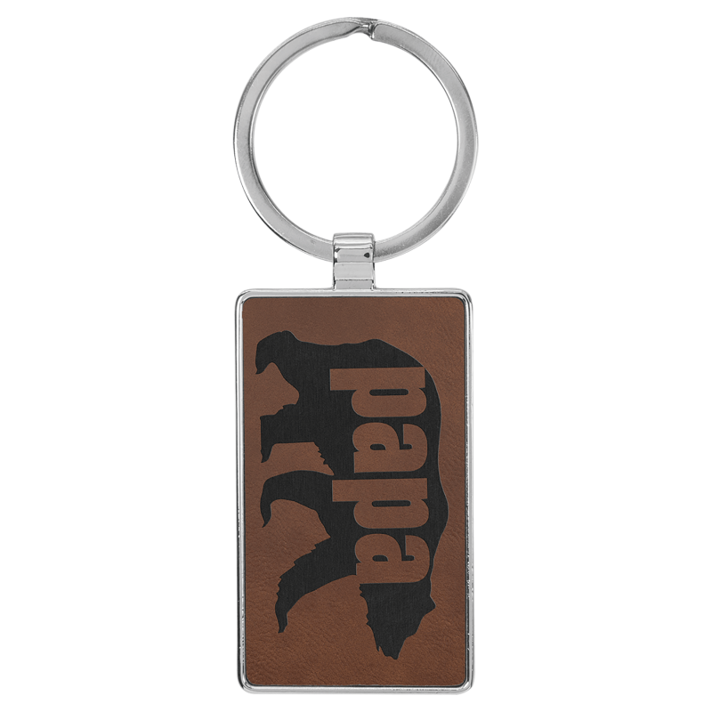 Leatherette Keychain with Metal Back dark brown
