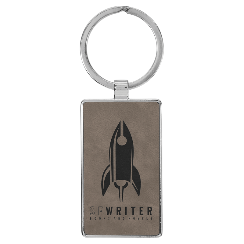 Leatherette Keychain with Metal Back grey