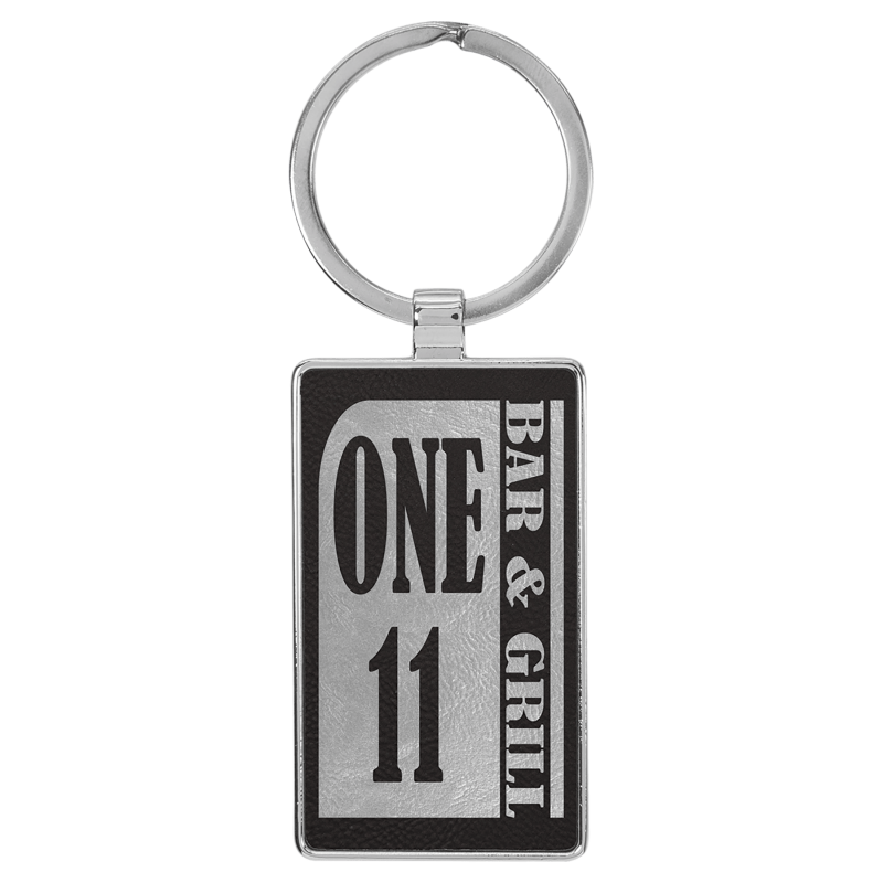 Leatherette Keychain with Metal Back black