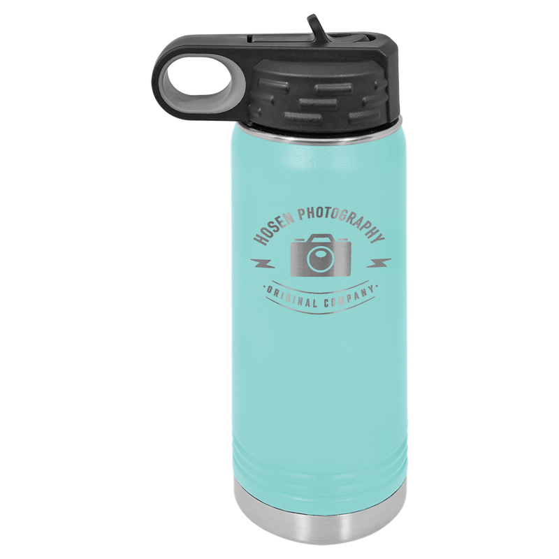 20oz Stainless Steel Water Bottle engraved teal