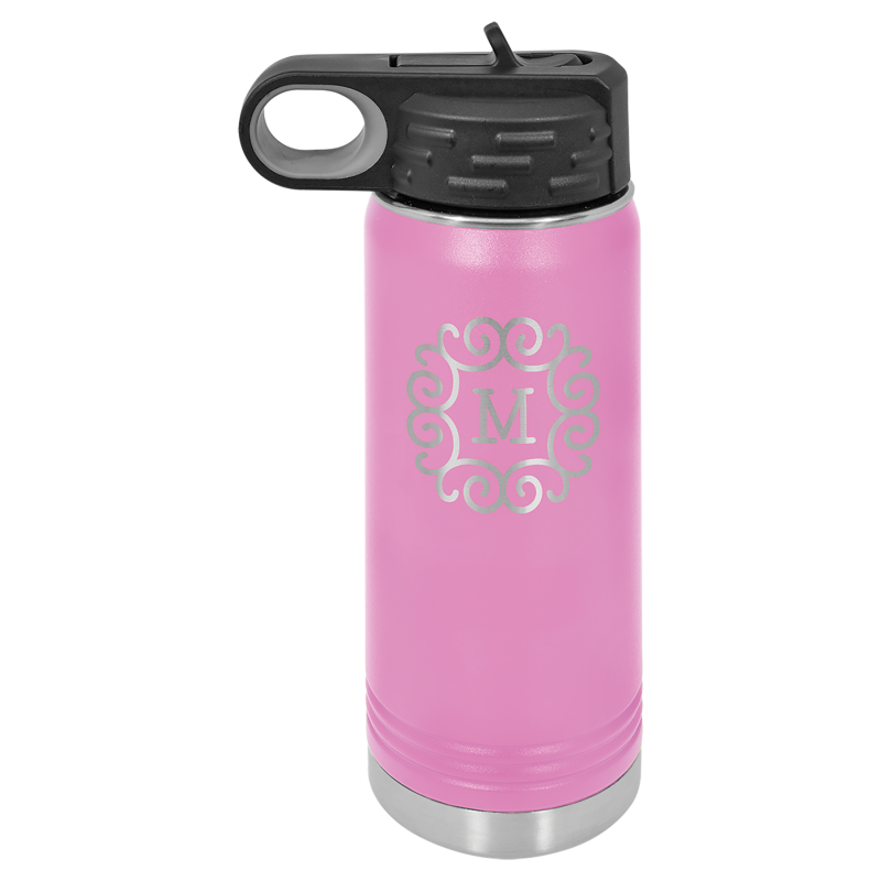 20oz Stainless Steel Water Bottle engraved light purple