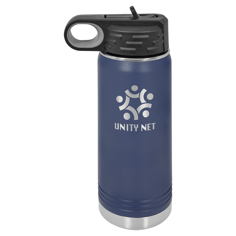 20oz Stainless Steel Water Bottle engraved navy blue