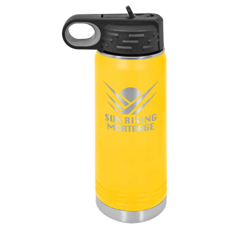 20oz Stainless Steel Water Bottle engraved yellow