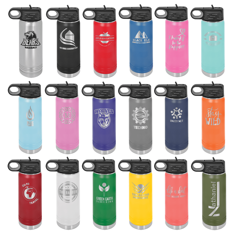 20oz Stainless Steel Water Bottle engraved color set