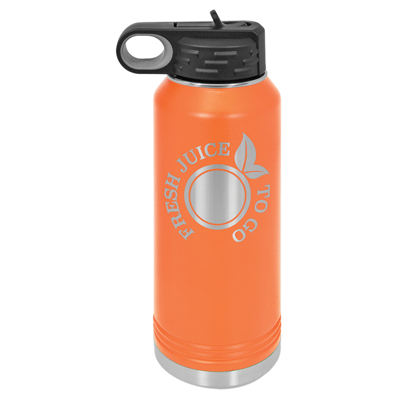 32oz Stainless Steel Water Bottle engraved orange