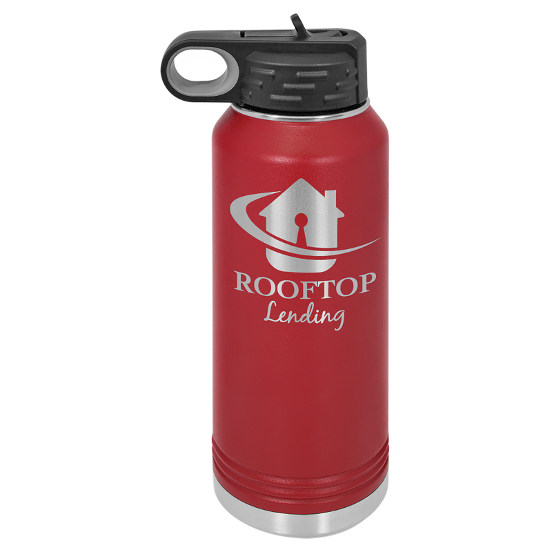 32oz Stainless Steel Water Bottle engraved maroon