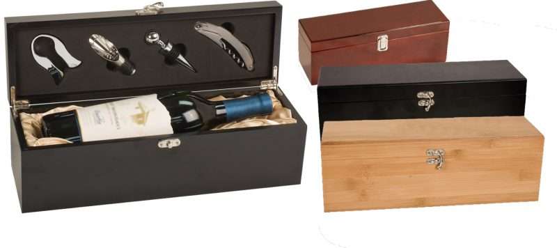 Hardwood Wine Gift Box three colors