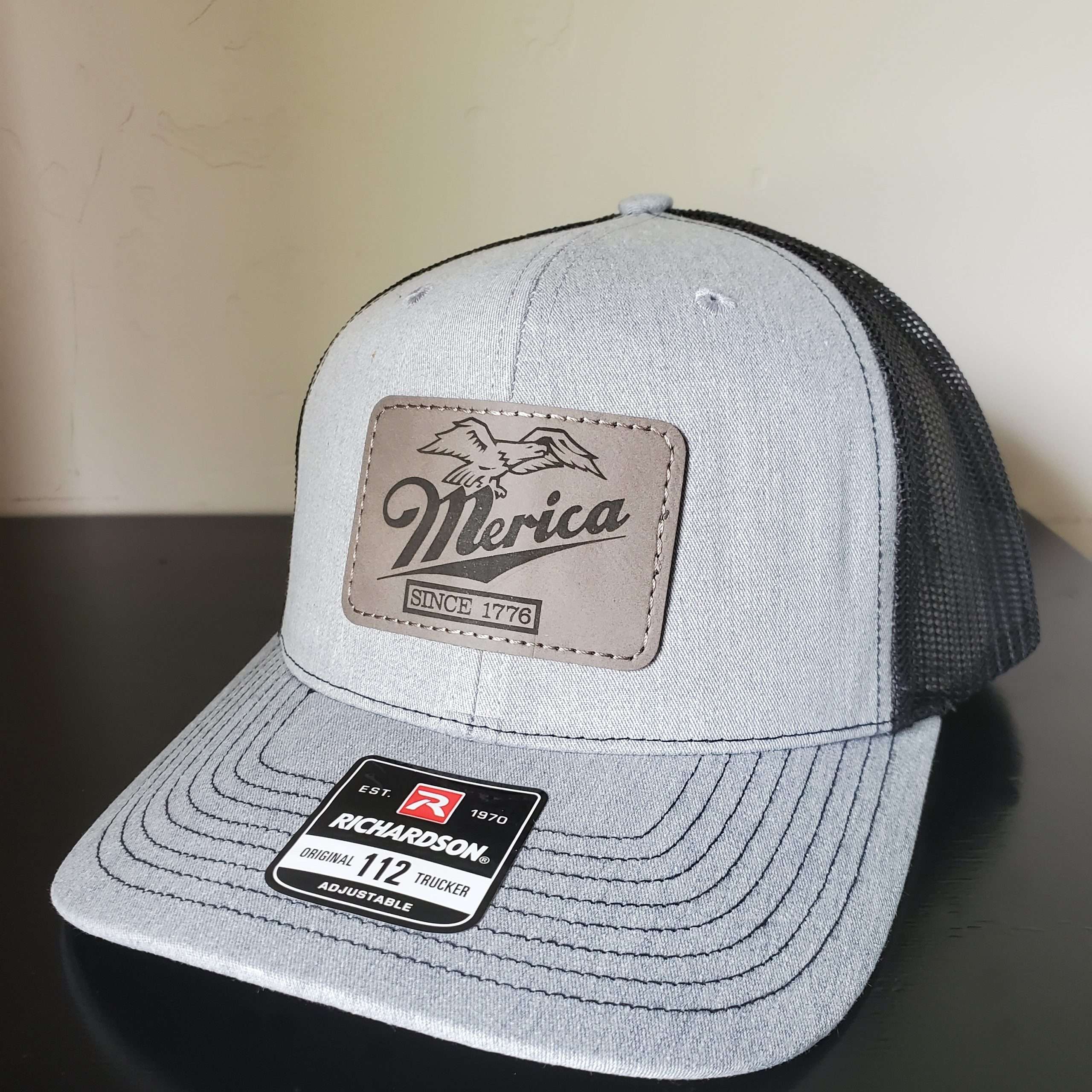 Custom Trucker Hat Leather Patch- Slate Custom Designs